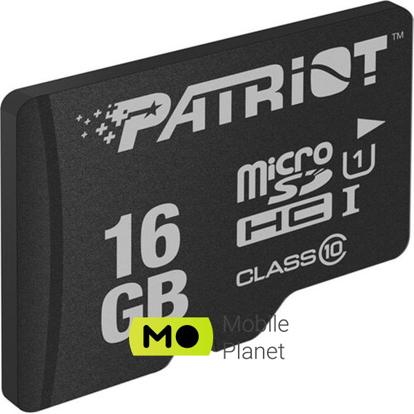 MicroSDHC 16GB UHS-I Class 10 Patriot LX (PSF16GMDC10) (UA) Тип картки: microSDHC; Об'єм пам'яті: 16