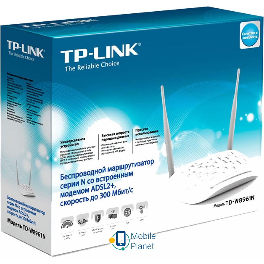 Модем TP-Link TD-W8961N Тип модему: зовнішній; Кількість