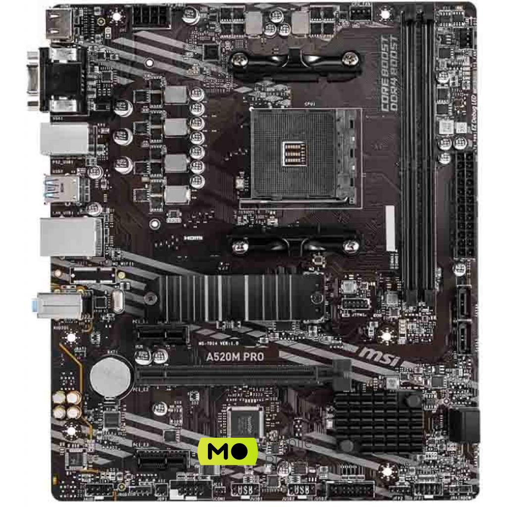 MSI A520M PRO Процесорна сумісність 3rd Generation AMD Ryzen processors/ 3rd Generation AMD Ryzen with Radeon Graphics processors 