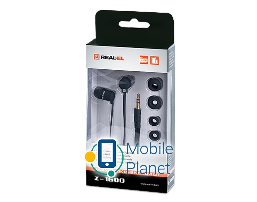 Навушники REAL-EL Z -1600 Black (UA) Частотний діапазон: 20 - 20 000 Гц;