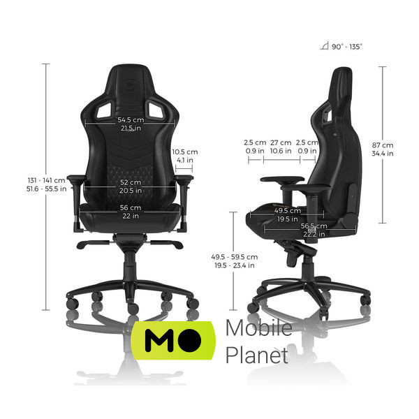 Noblechairs Epic Series Real Leather Black (NBL-RL-BLA-001) (UA) Матеріал покриття шкіра