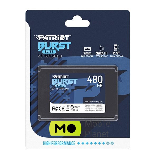 Patriot Burst Elite (PBE480GS25SSDR) Тип: внутрішній; Ємність: 480 ГБ;