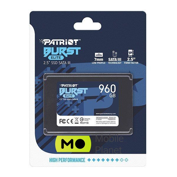 Patriot Burst Elite (PBE960GS25SSDR) Тип: внутрішній; Ємність: 960 ГБ;