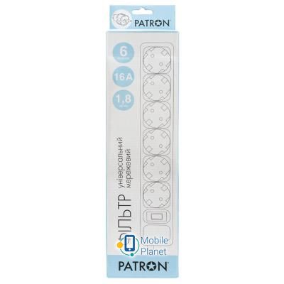 PATRON 1.8 m3 * 1.5mm2 (SP-1662) 6 розеток BLACK (EXT-PN-SP-1662) (UA) Робоча частота  50 Гц 