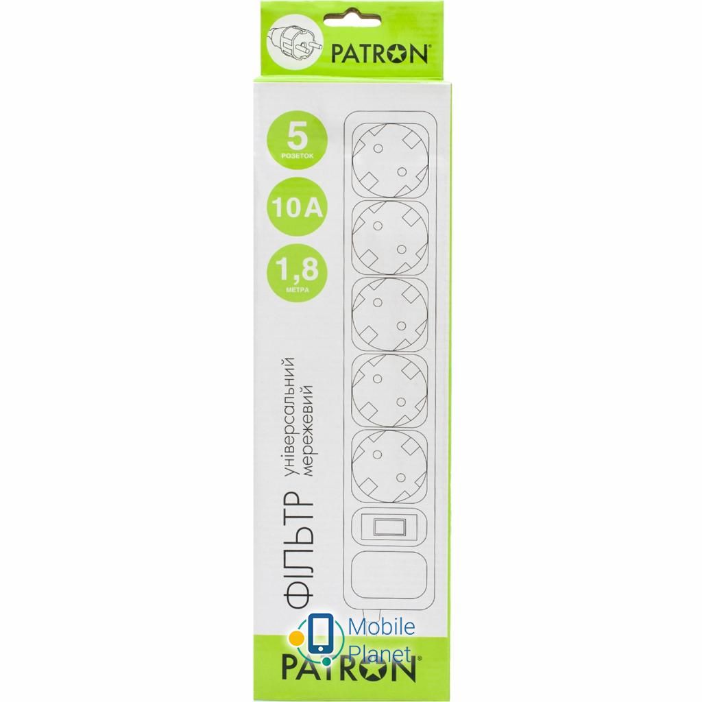 PATRON 1.8m (SP-1052W), 5 розеток White (EXT-PN-SP-1052W) (UA) Номинальное напряжение: ~220 / 230 В;