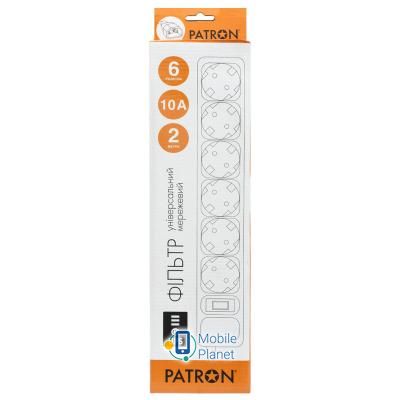 PATRON 2 m3*1mm2 (SP-1065U) 6 розеток BLACK (EXT-PN-SP-1065U) (UA) Номинальное напряжение: 220 В;