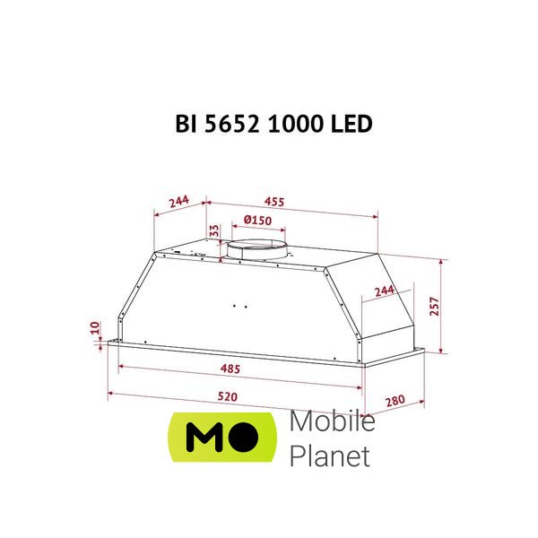 Perfelli BI 5652 I 1000 LED (UA) Продуктивність 1000 м3/година