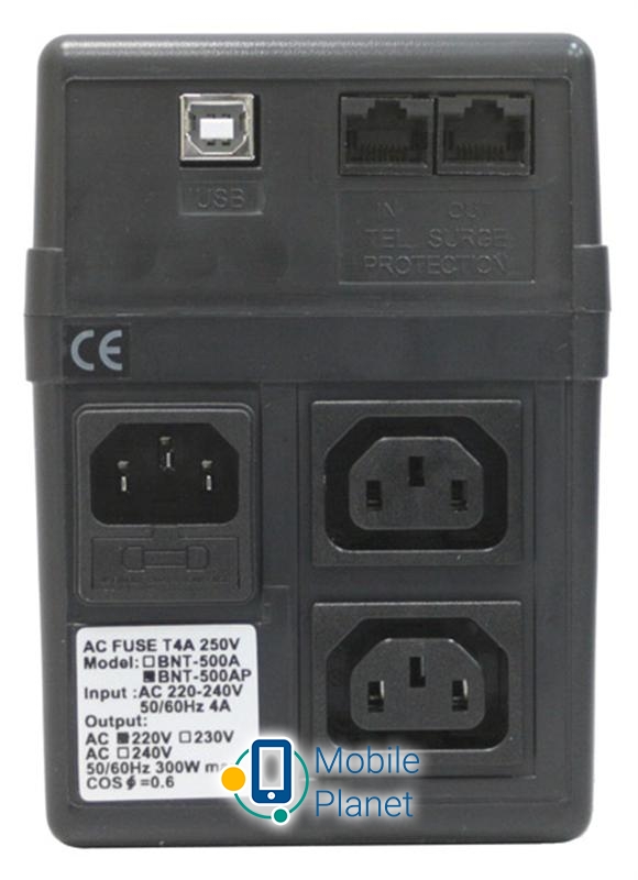 Powercom BNT-800AP, 2 x IEC, USB (00210087) Вага (кг): 7.2; Вхідна вилка: IEC-320;