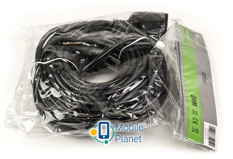 PowerPlant JY-3021/20 (PPEA10M200S1) 1 розетка, 20 м, черный (UA) Розеток: 1; Длина кабеля, м: 20;