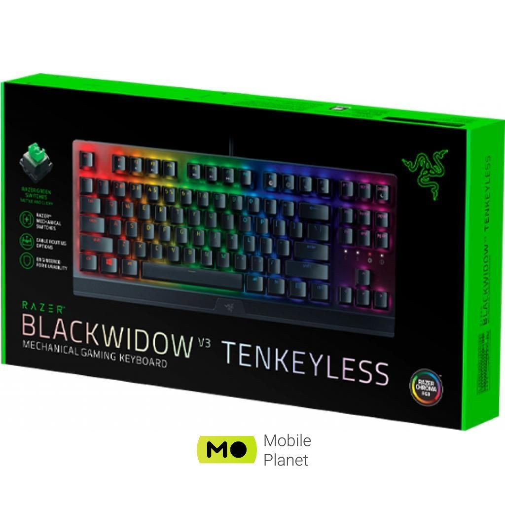 Razer BlackWidow V3 TKL Razer Green (RZ03-03490700-R3R1) Тип: ігрова; Призначення: для ПК;