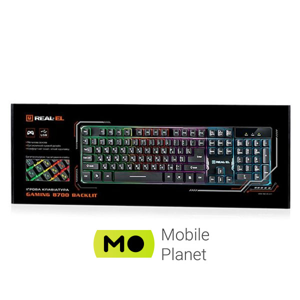 REAL-EL 8700 Gaming Backlit, black (UA) Тип: ігрова, провідна, з