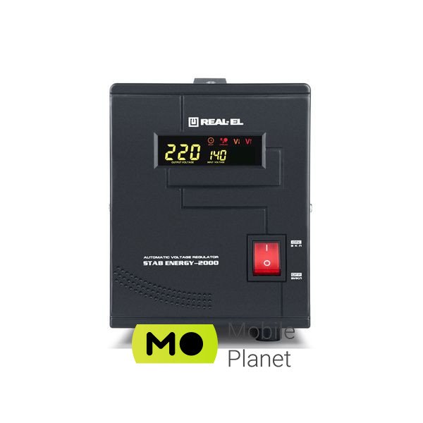 REAL-EL STAB ENERGY-2000 (EL122400013) (UA) Отображение значений входного/выходного напряжений LCD дисплей