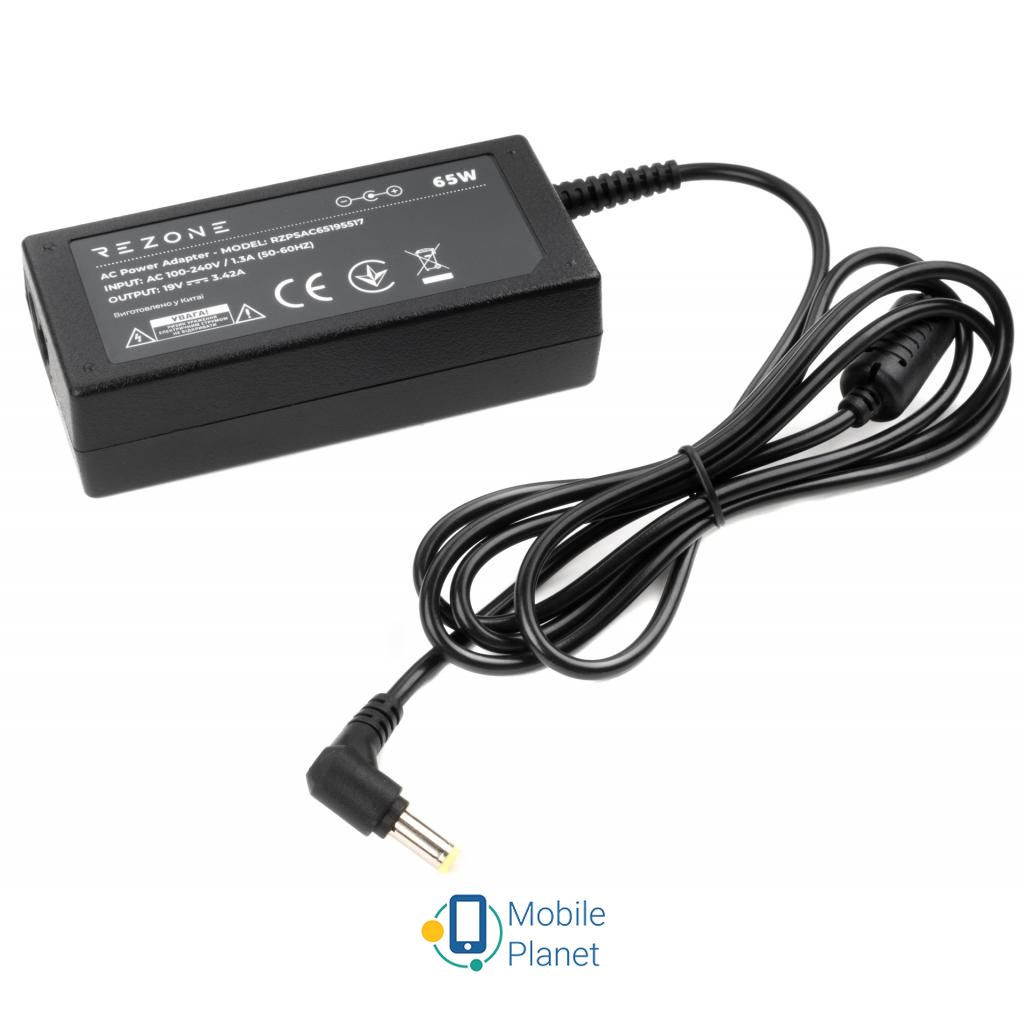 Rezone ACER 65W 19V 3,42A роз'єм 5.5 * 1.7 (RZPSAC65195517) (UA) Тип роз'єму підключення до ноутбука 5.5 x 1.7 мм