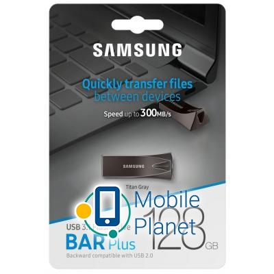 Samsung 128GB Bar Plus Black USB 3.1 (MUF-128BE4/APC) Тип: Високошвидкісні,
