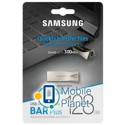 Samsung 128GB Bar Plus Silver USB 3.1 (MUF-128BE3/APC) Тип: Високошвидкісні,
