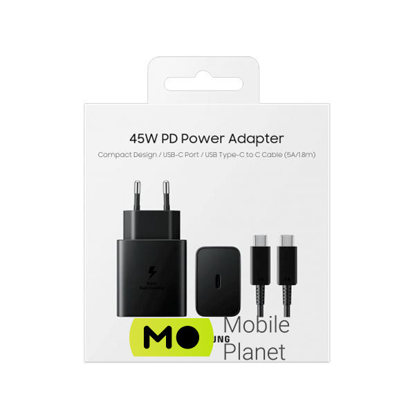 Samsung 45W Compact Power Adapter with Type-C to Type-C Cable Black (EP-T4510XBEG) Совместимость универсальное