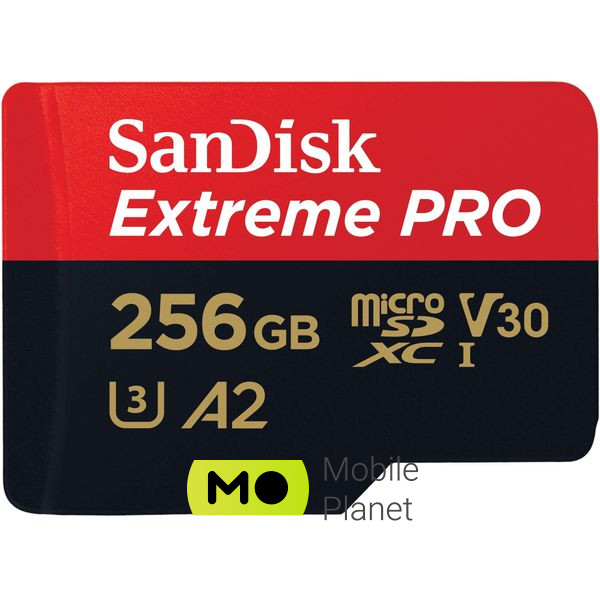 SanDisk 256 GB microSDXC UHS-I U3 Extreme Pro+SD Adapter (SDSQXCD-256G-GN6MA) (UA) Тип картки пам'яті microSDXC; Об'єм