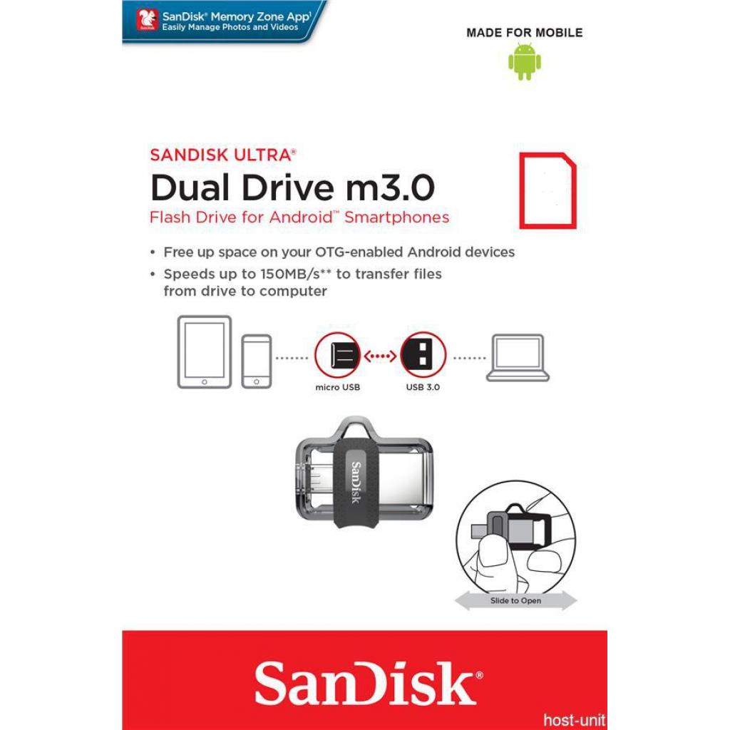 SANDISK 64GB Ultra Dual Black USB 3.0 OTG (SDDD3-064G-G46) (UA) Тип: С выдвижным USB,