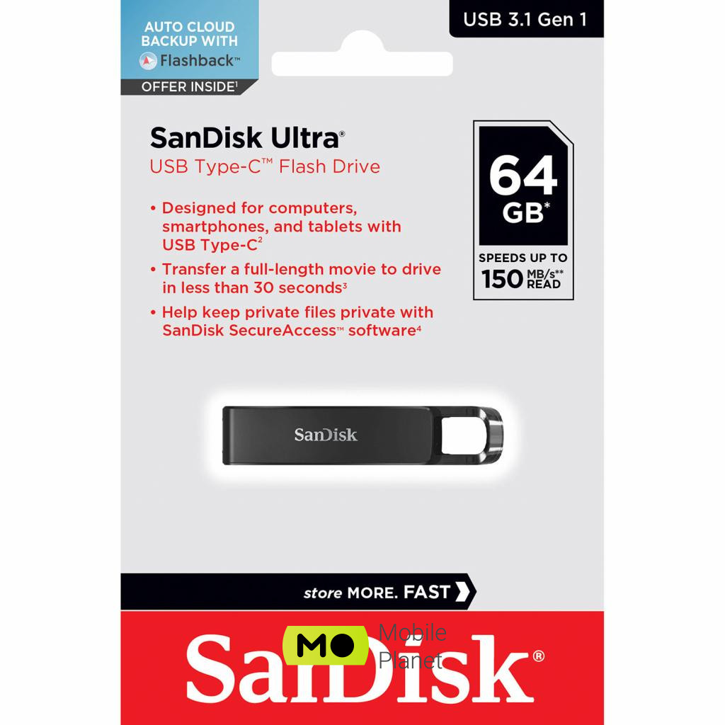 SANDISK 64GB Ultra Type-C (SDCZ460-064G-G46) (UA) Тип: Классические; Объем памяти: