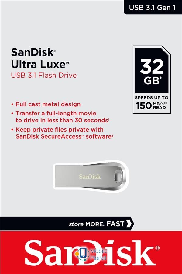 SanDisk USB 3.1 Ultra Luxe (SDCZ74-032G-G46) (UA) Інтерфейс з'єднання  USB 3.1 