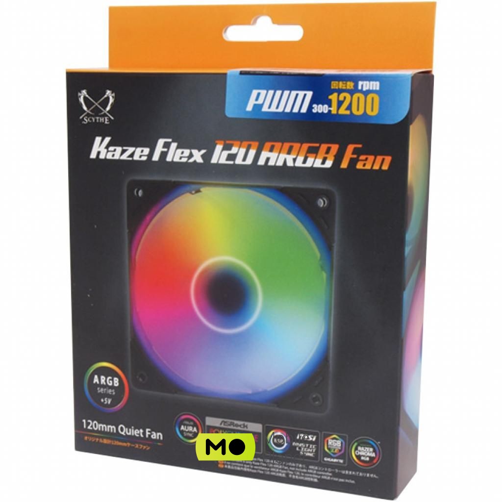 SCYTHE Kaze Flex 120 mm ARGB PWM (KF1225FD18AR-P) (UA) Номінальна швидкість обертання вентиляторів 300RPM