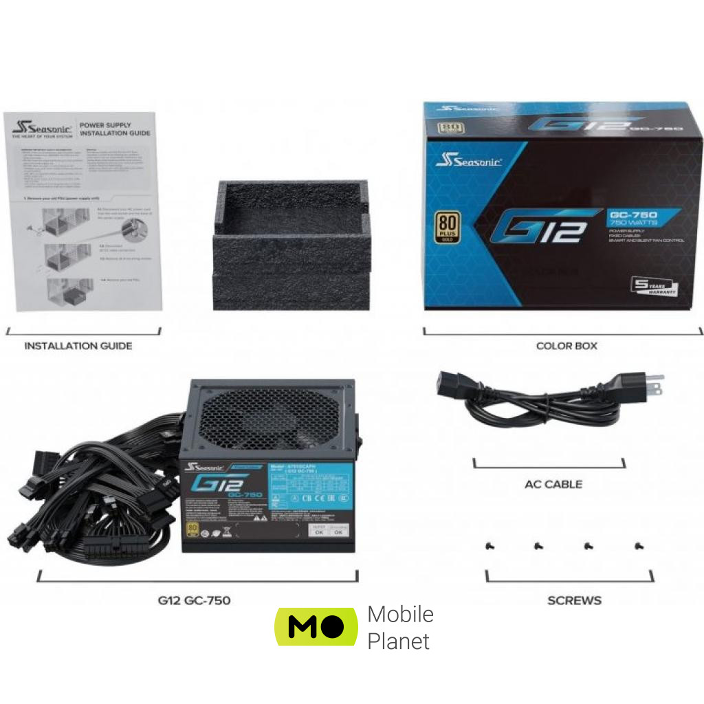 Seasonic 750W G12 GOLD (G12 GC-750) (UA) Стандарт БП ATX 12 V