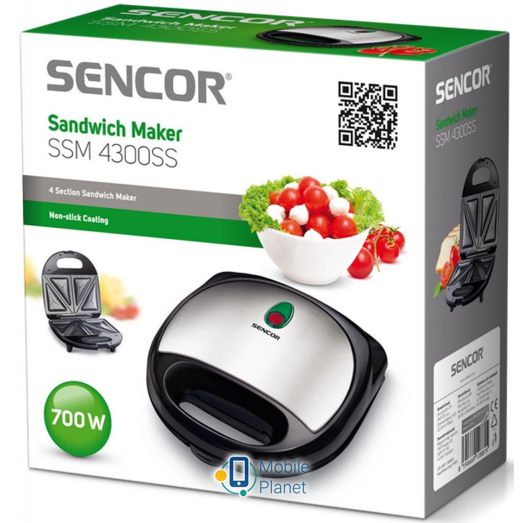 Сендвічница Sencor SSM 4300 SS Потужність: 700 Вт; Кількість