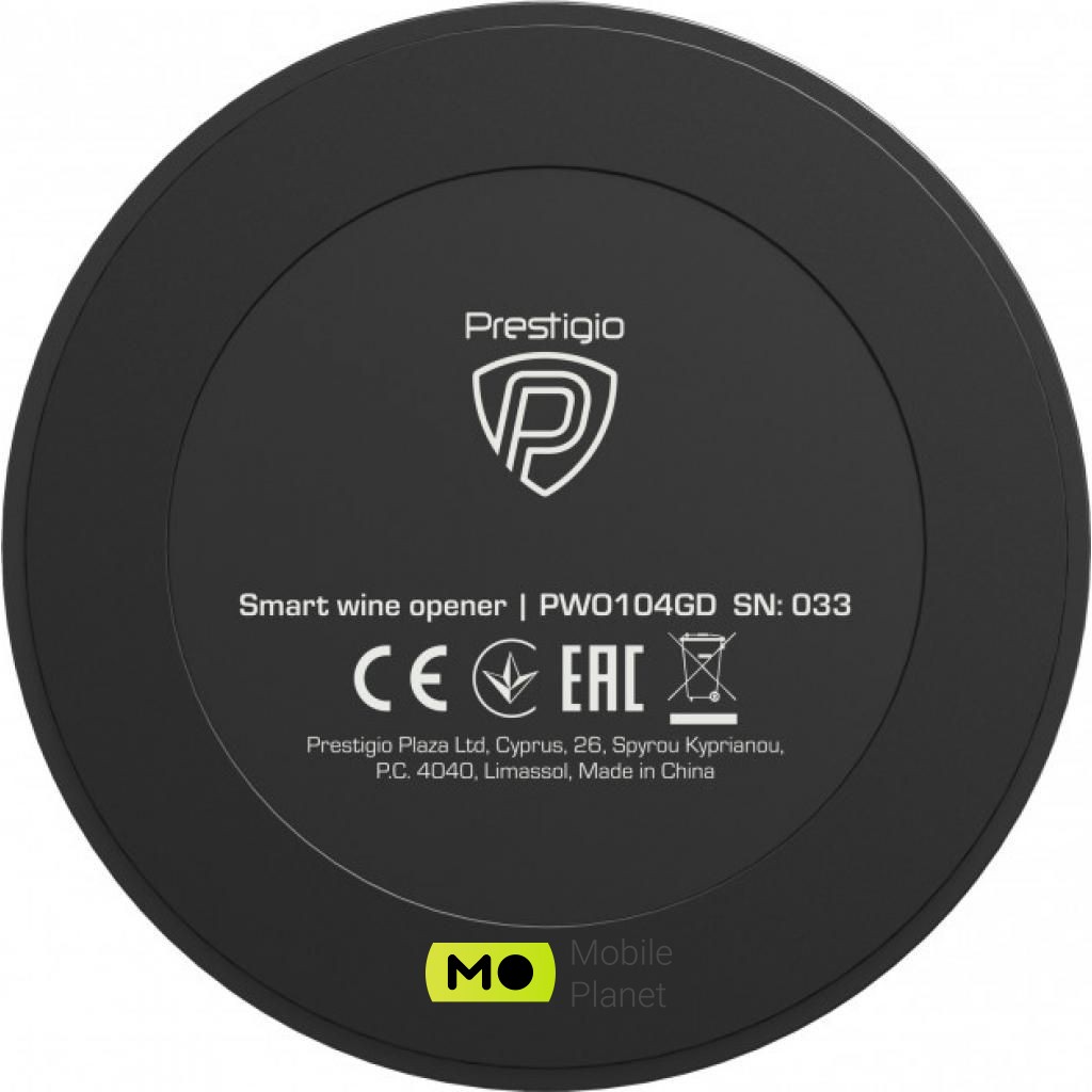 Штопор PRESTIGIO Maggiore Smart Wine Opener (PWO104GD) (UA) Элемента питания аккумулятор