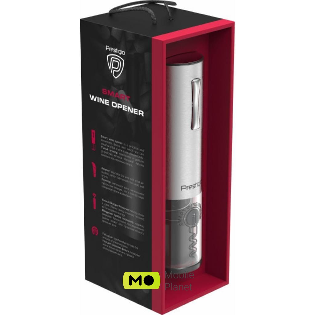 Штопор PRESTIGIO Nemi Smart Wine Opener (PWO103SL) (UA) Матеріал метал, пластик