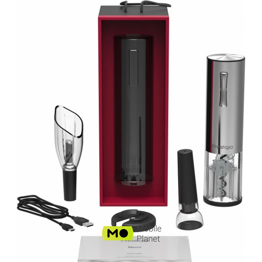 Штопор PRESTIGIO Nemi Smart Wine Opener (PWO103SL) (UA) Тип: набір; Вид штопора: