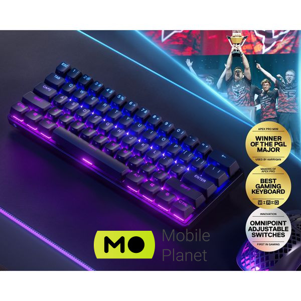 SteelSeries Apex Pro Mini Wireless UA Black (SS64842) (UA) Тип: ігрова; Призначення: для ПК;