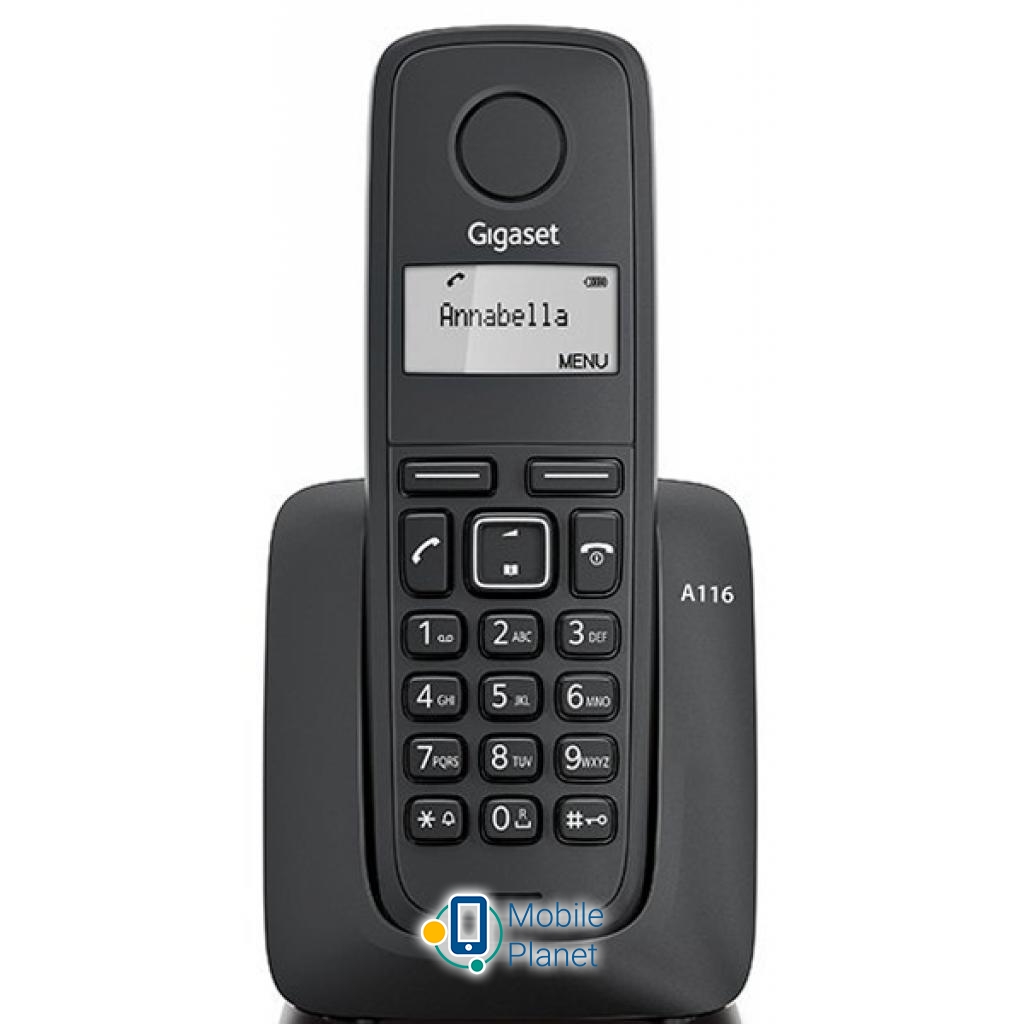 Телефон DECT Gigaset A116 Black (S30852H2801S301) (UA) Клас товару: Класичні; Колір: