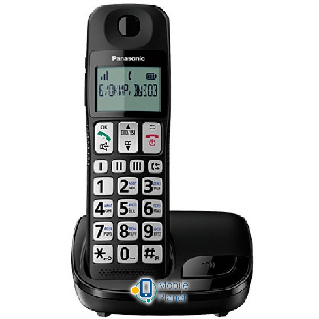 Телефон DECT PANASONIC KX-TGE110UCB (UA) Клас товару: Класичні; Колір: