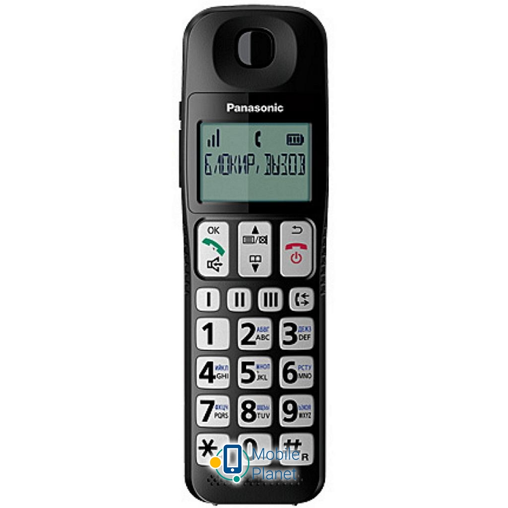 Телефон DECT PANASONIC KX-TGE110UCB (UA) Клас товару: Класичні; Колір: