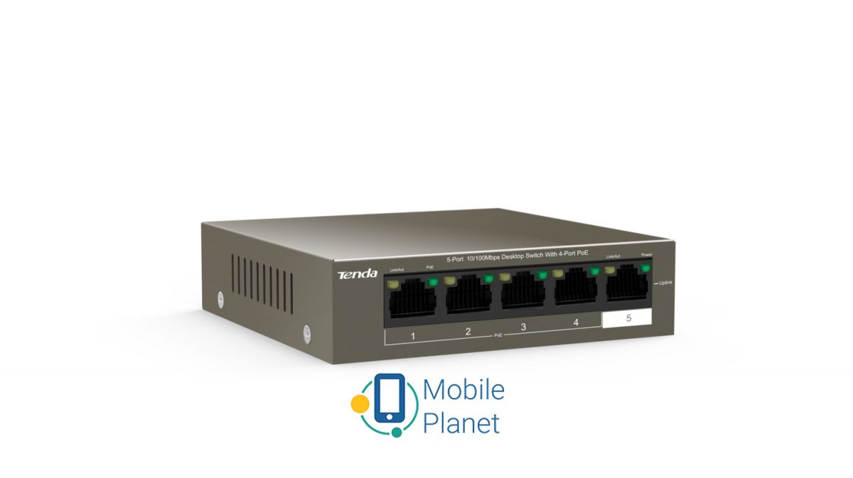 Tenda TEF1105P-4-38W (UA) порти  1 комбінований порт RJ45; 4 x 10 100 Poe 