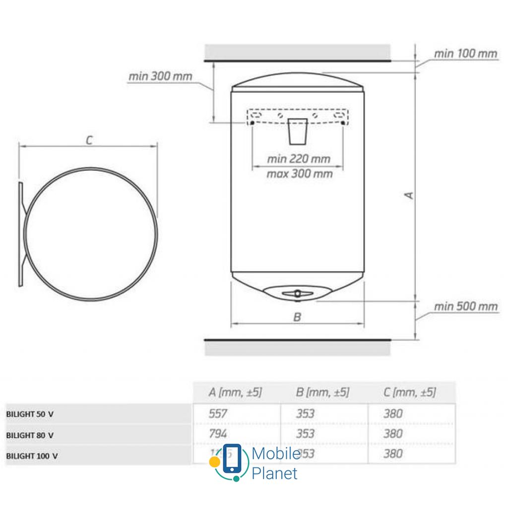 Tesy BILIGHT 80 V Форма бойлера: циліндрична; Тип