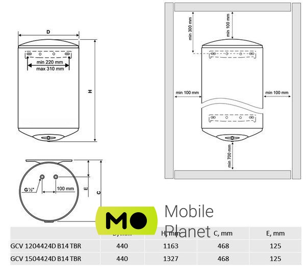 Tesy GCV 1504424D B14 TBR (304903) (UA) Тип водонагрівача: Електричний