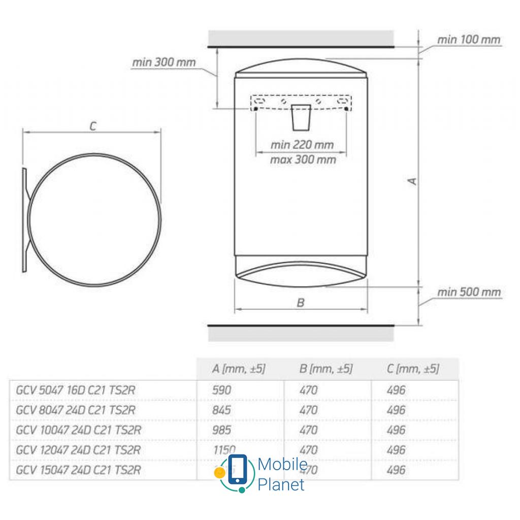 Tesy GCV 504716D C21 TS2RC Форма бойлера циліндрична