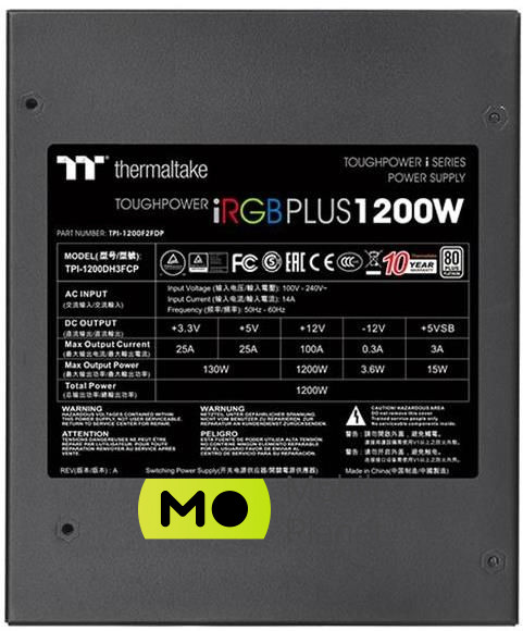 Thermaltake iRGB 1200W 80 Plus Platinum (PS-TPI-1200F2FDPE-1) EU Максимальная мощность, Вт: 1200 Вт;