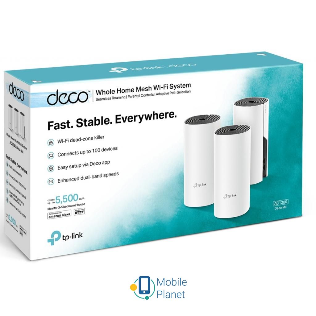 Точка доступу Wi-Fi TP-Link DECO-M4-3-PACK (UA) Тип антени вбудована/незнімна