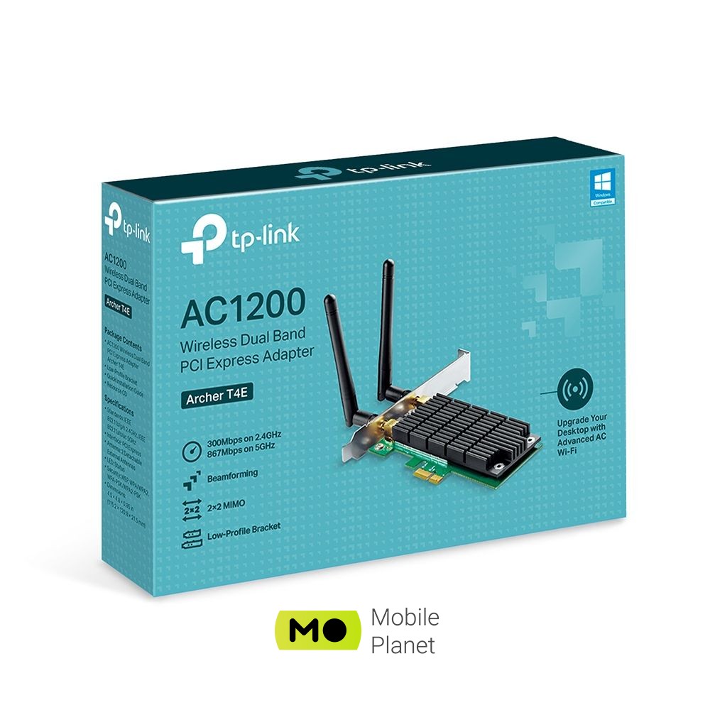 TP-Link Archer T4E AC1200 (UA) Тип антени: зовнішня / знімна;