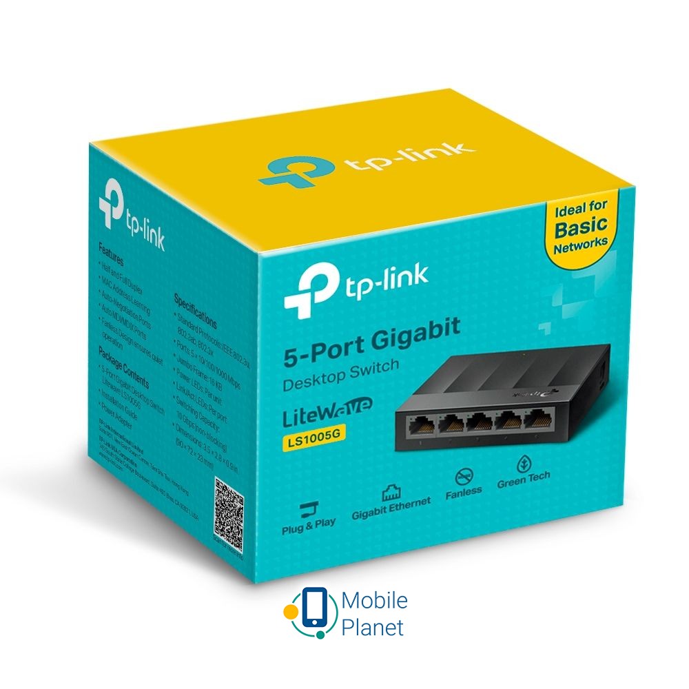 TP-Link LiteWave (LS1005G) Тип: Комутатор; Порти: 5 x 10 / 100 / 1000