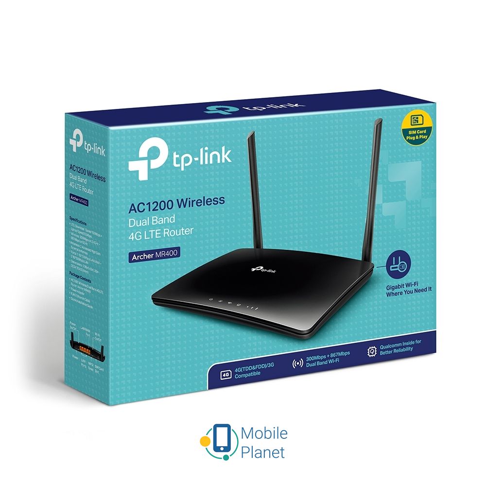 TP-Link TL-MR4500 AC1200 4G LTE (ARCHER-MR400) (UA) Тип: WiFi маршрутизатор; Тип