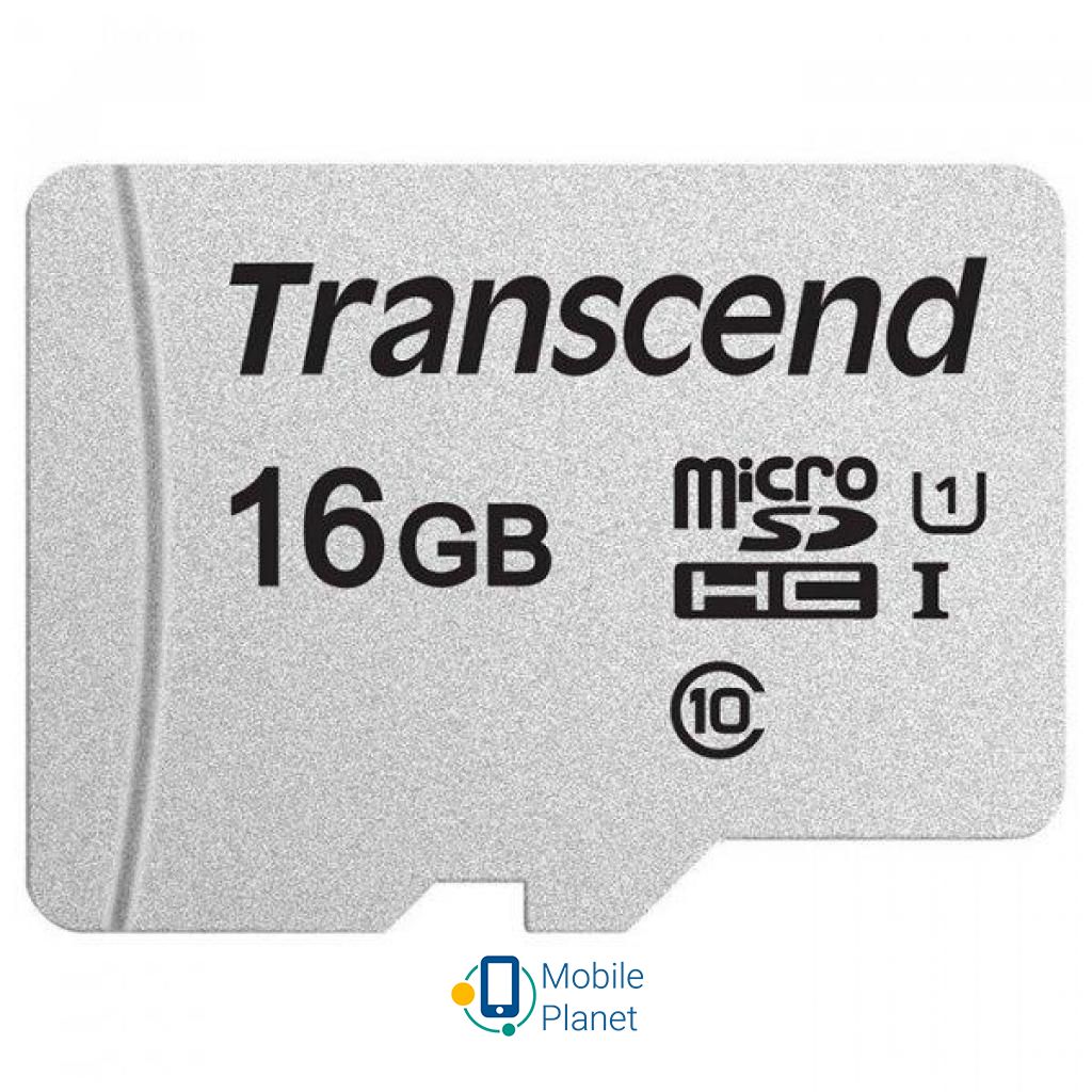 Transcend 16GB microSDHC class 10 UHS-I U1 (TS16GUSD300S-A) (UA) Тип карти пам'яті: micro-SD (Trans-Flash);