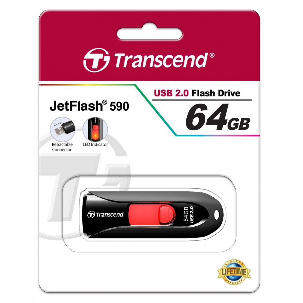 Transcend 64GB JetFlash 590 USB 2.0 (TS64GJF590K) (UA) Тип: Классические, С выдвижным