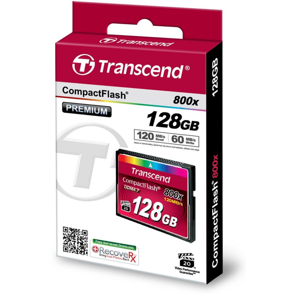 Transcend Compact Flash Card 128Gb 800X (TS128GCF800) (UA) Обсяг пам'яті: 128 Gb; Стандарт