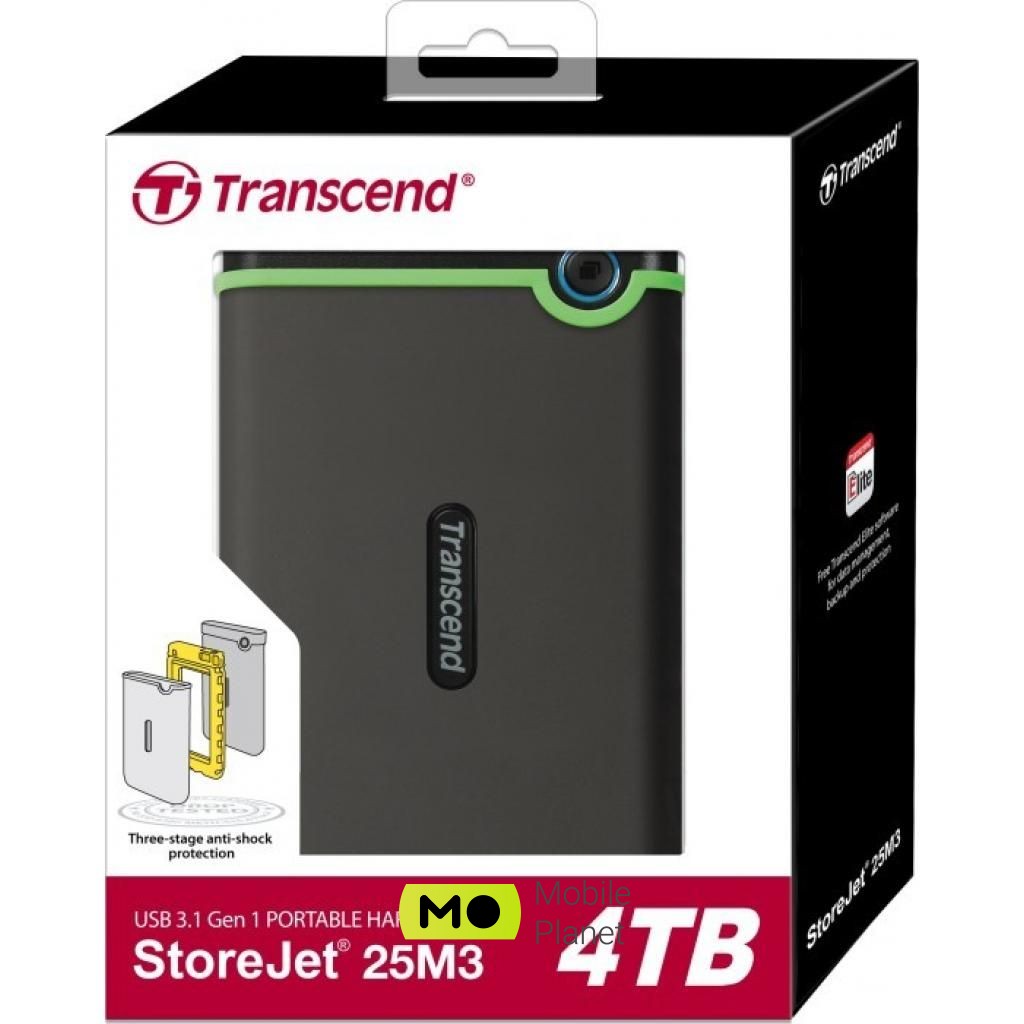 Transcend StoreJet 25M3 (TS4TSJ25M3S) (UA) Тип: зовнішній; Призначення: для