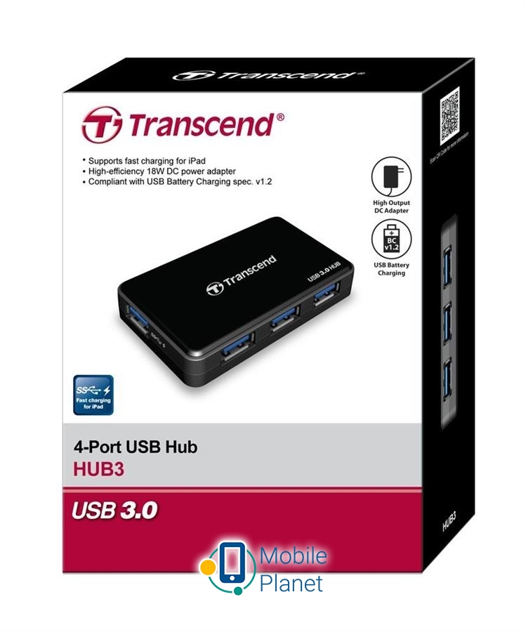 Transcend USB 3.0 HUB 4 ports (TS-HUB3K) (UA) Тип зовнішній