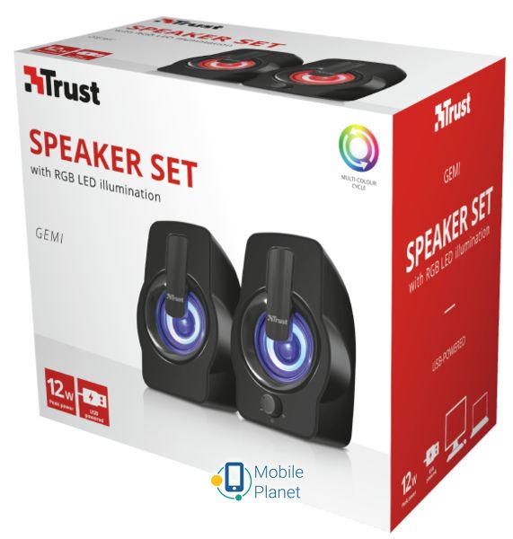 Trust Gemi RGB 2.0 Speaker Set Black USB (22948) (UA) Тип подключения Проводное