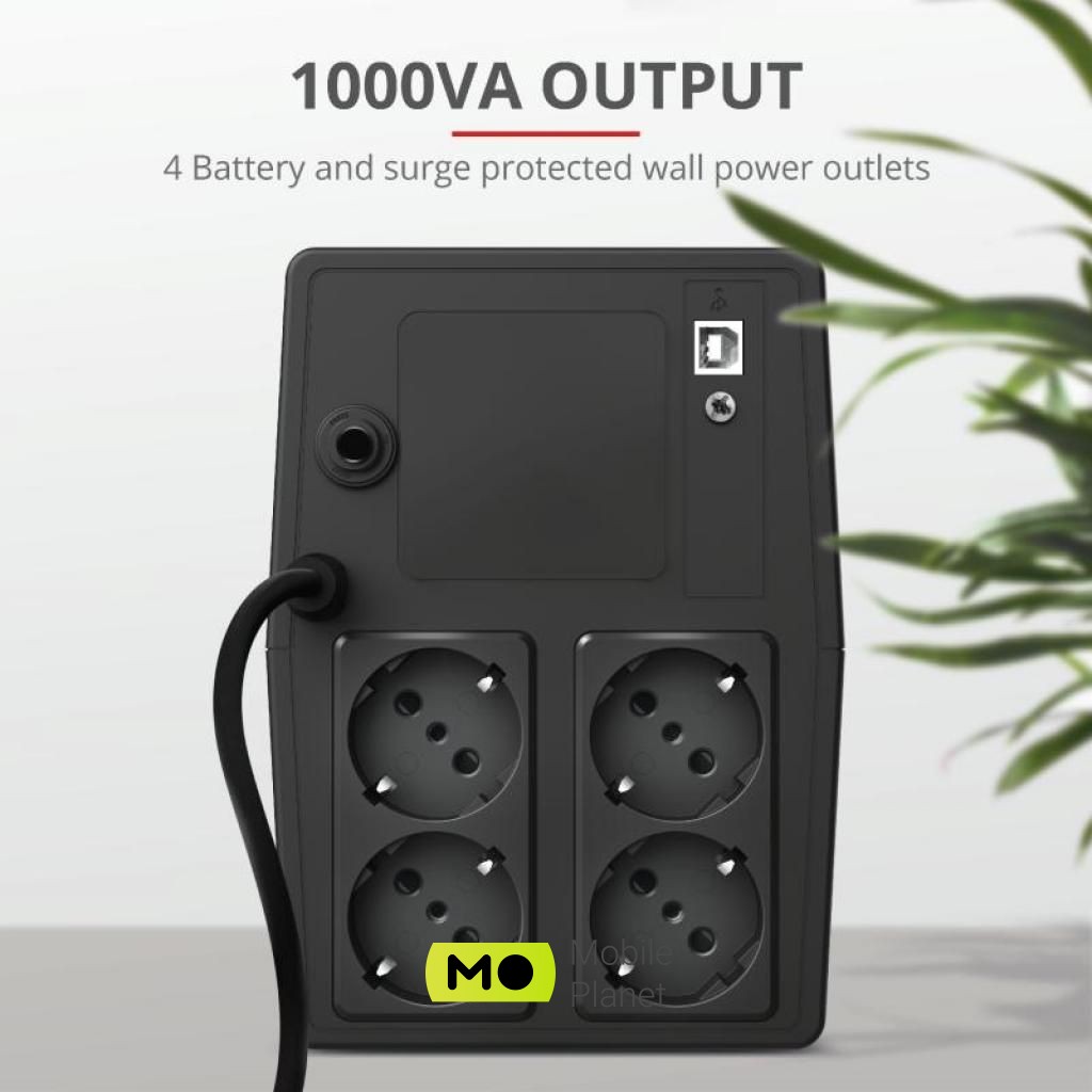 Trust UPS Paxxon 1000VA UPS 4 Outlets (23504) (UA) Мощность, Вт 600 Вт
